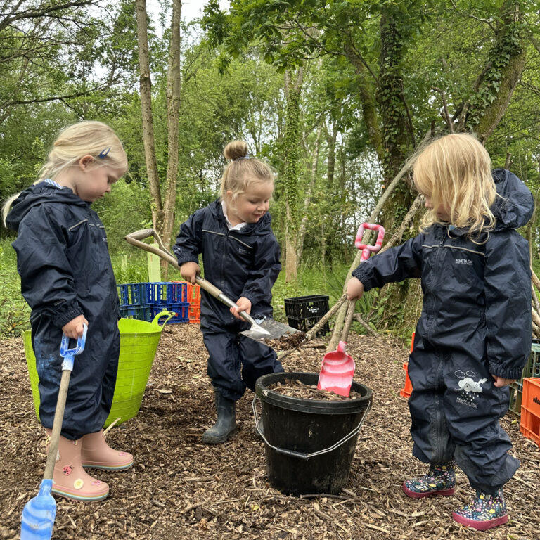 children learning about gardening